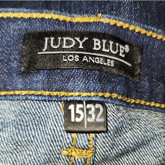 Judy Blue Dark Wash Blue Denim Stretch Comfort Skinny Fit Jeans Size 15/32 - Picture 10 of 12